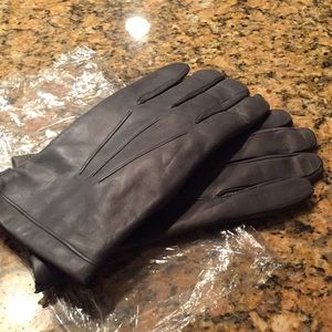 Gray leather gloves